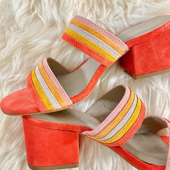 NWOB MATISSE Bonita Fire Orange Suede Leather Mules Made in Brazil Size 6.5M - Picture 6 of 11